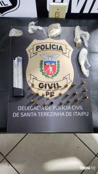 Polícia Civil de Santa Terezinha de Itaipu prende homem em flagrante por tráfico de drogas e posse de munições