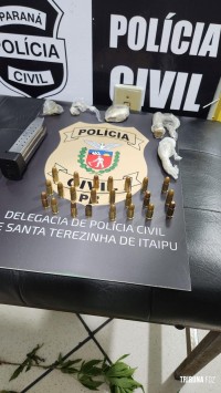 Polícia Civil de Santa Terezinha de Itaipu prende homem em flagrante por tráfico de drogas e posse de munições