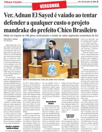 Ver. Adnan El Sayed é vaiado ao tentar defender a qualquer custo o projeto mandrake do prefeito Chico Brasileiro