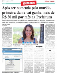 Após ser nomeada pelo marido, primeira dama vai ganhar mais de R$ 30 mil por mês na Prefeitura