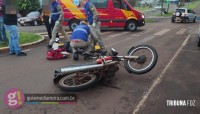 Motociclista fica ferido após colisão na cidade de Medianeira