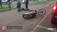 Motociclista fica ferido após colisão na cidade de Medianeira