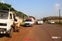 Acidente entre veículo e caminhão é registrado no interior do município de Itaipulândia 