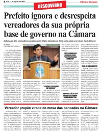 Prefeito ignora e desrespeita vereadores da sua própria base de governo na Câmara