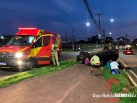 Homem briga com a condutora e provoca capotamento na Av. Andradina