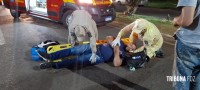 Siate socorre motociclista que sofreu queda após atropelar cachorro na Av. Javier Koelbel