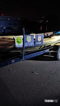 BPFRON, COPE e PF apreenderam dois barcos com 558,6 Kg de maconha no Rio Paraná