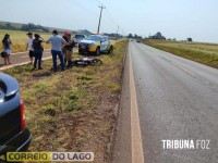 Motociclista fica gravemente ferido após sofrer queda durante ultrapassagem em Santa Helena