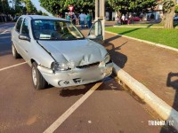 Colisão seguido de tombamento é registrado no centro de Marechal Cândido Rondon