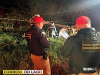 Condutor morre após colidir veículo violentamente contra poste na PR-495 em Santa Helena