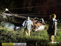 Condutor morre após colidir veículo violentamente contra poste na PR-495 em Santa Helena