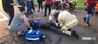 Motociclista é socorrido pelo Siate após colidir com caminhão no Campos do Iguaçu