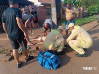 Motociclista é socorrido pelo Siate após queda de moto no Jardim Guaíra