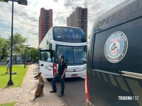 PF apreende drogas, armas e produtos contrabandeados em ônibus intermunicipal em Foz do Iguaçu