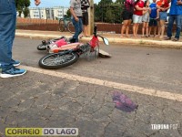 Homem em bicicleta elétrica fica ferido após colidir com carro próximo à rodoviária de Santa Helena