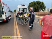 Homem em bicicleta elétrica fica ferido após colidir com carro próximo à rodoviária de Santa Helena