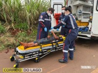 Motociclista abandona garupa ferido após queda no interior de Santa Helena