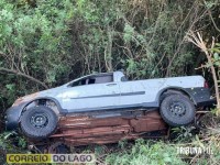 SAMU socorre condutor após capotamento de veículo em Santa Helena