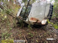 SAMU socorre condutor após capotamento de veículo em Santa Helena