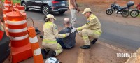 Motociclista é socorrido pelo Siate após queda na Av. das Cataratas