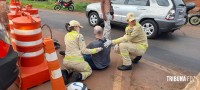 Motociclista é socorrido pelo Siate após queda na Av. das Cataratas