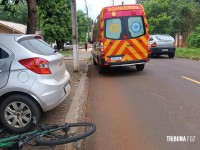 Ciclista é socorrido pelo Siate após colisão no Bairro Campos do Iguaçu