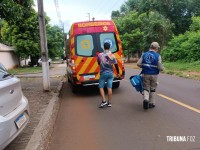 Ciclista é socorrido pelo Siate após colisão no Bairro Campos do Iguaçu