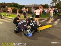 Quatro pessoas ficam feridas em acidente envolvendo duas motos no bairro Vila Rica, em Santa Helena