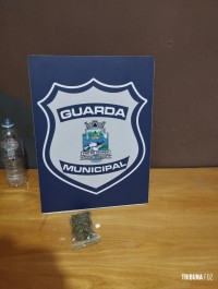 Guarda Municipal apreende maconha com motociclista que pilotava moto furtada