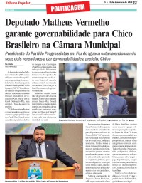 Deputado Matheus Vermelho garante governabilidade para Chico Brasileiro na Câmara Municipal