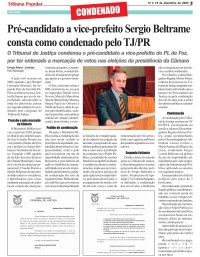 Pré-candidato a vice-prefeito Sergio Beltrame consta como condenado pelo TJ/PR