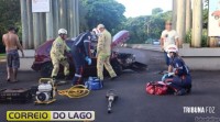 Motorista colide veículo no portal da praia em Santa Helena