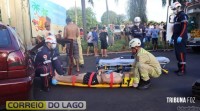 Motorista colide veículo no portal da praia em Santa Helena