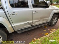 Motociclista fica ferido após acidente em cruzamento de avenidas em Santa Helena