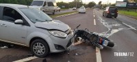 Motociclista fica gravemente ferido após colisão na Av. das Cataratas