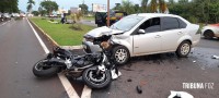 Motociclista fica gravemente ferido após colisão na Av. das Cataratas