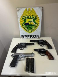 BPFRON apreende 3 revólveres e 1 pistola em Medianeira