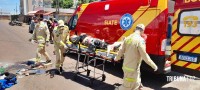 Motociclista fica gravemente ferido após colisão na Av. Javier Koelbel