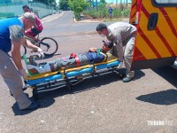 Motociclista é socorrido pelo Siate após colisão na Av. Javier Koelbel