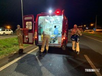 Motociclista é socorrido pelo Siate após queda na BR-277