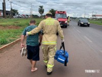 Siate socorre motociclista após colisão entre carro e carreta na BR-277