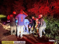 Duas pessoas ficam feridas em grave acidente envolvendo carro e carreta na PR-317, em Santa Helena