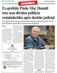 Ex-prefeito Paulo Mac Donald tem seus direitos políticos restabelecidos após decisão judicial