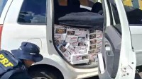 PRF apreende carro lotado de cigarros contrabandeados em Céu Azul