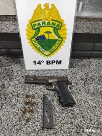 Policia Militar prende assaltante com uma pistola 45 na Vila Portes