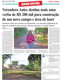 Vereadora Anice destina mais uma verba de R$ 200 mil para construção de um novo campo e área de lazer