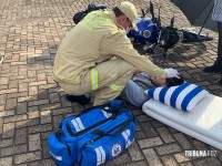 Motociclista é socorrido pelo Siate após colisão na marginal da BR-277