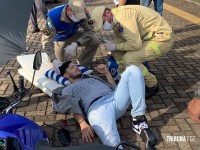 Motociclista é socorrido pelo Siate após colisão na marginal da BR-277