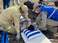 Motociclista é socorrido pelo Siate após colisão na marginal da BR-277