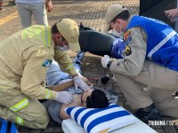 Motociclista é socorrido pelo Siate após colisão na marginal da BR-277